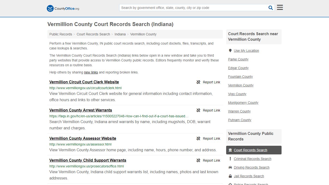 Vermillion County Court Records Search (Indiana)