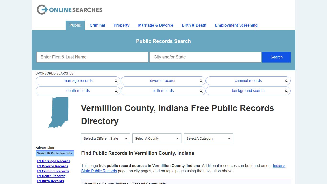 Vermillion County, Indiana Public Records Directory